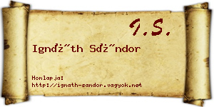 Ignáth Sándor névjegykártya